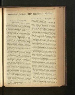 L'Espansione Italiana Nella Republica Argentina.
