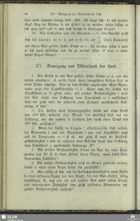 XV. Bewegung und Widerstand der Luft