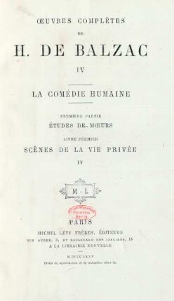 4: Œuvres complètes de H. de Balzac