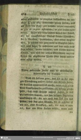 §. 45. Nähere medicinische Zweifel gegen die uhrsprünglische Unsterblichkeit der Menschen