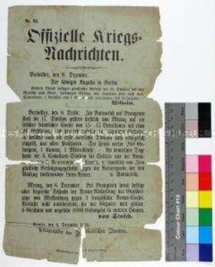 Offizielle Kriegsnachrichten, Nr. 94. Berichte von den Kriegsereignissen in Frankreich am 8. Dezember 1870