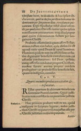Cap. V. Quarti membri probatio recitatur et refutatur.