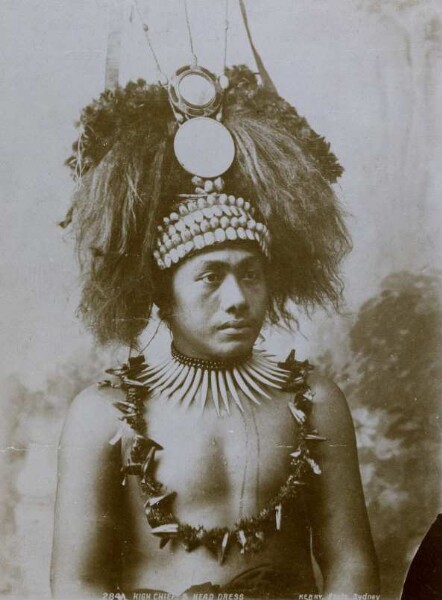 "Chief with headdress, Samoa"