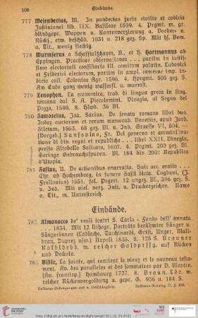 Einbände (Nr. 782 - 837)