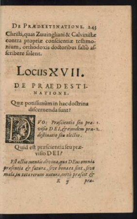 Locus XVII. De Paedestinatione.