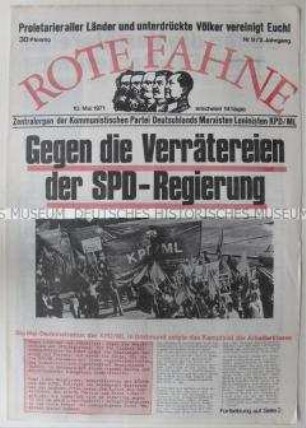 Maoistische Wochenzeitung "ROTE FAHNE" mit scharfer Polemik gegen die SPD-Regierung