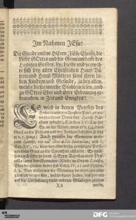 Vorrede. Im Nahmen Jesu!