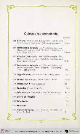 Gebrauchsgegenstände (Nr. 424-469)