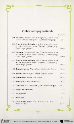 Gebrauchsgegenstände (Nr. 424-469)