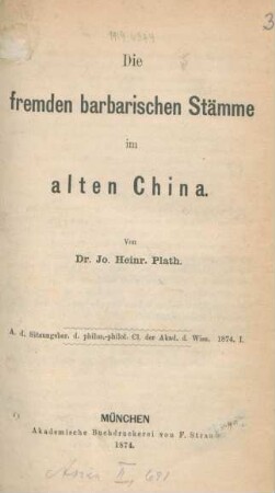 Die fremden barbarischen Stämme im alten China