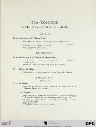 Französische und englische Stiche (Nr. 38-72) mit Tafel II