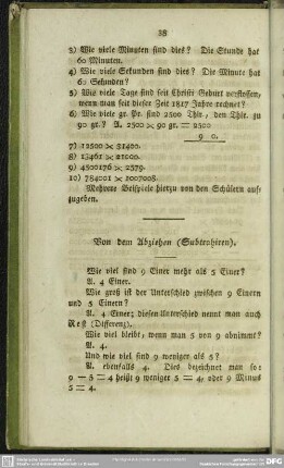 Von dem Abziehen (Subtrahiren)