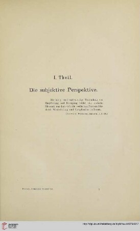 I. Theil: Die subjektive Perspektive