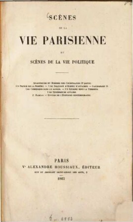 Oeuvres complètes de H. de Balzac, 12. La comédie humaine; 1: Etudes de moeurs; 3/4: Scènes de la vie parisienne