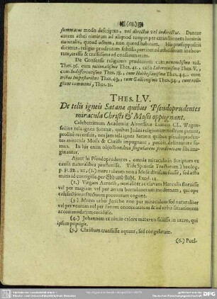 Thes. LV. De telis igneis Satanae quibus Pseudoprudentes miracula Christi & Mosis oppugnant