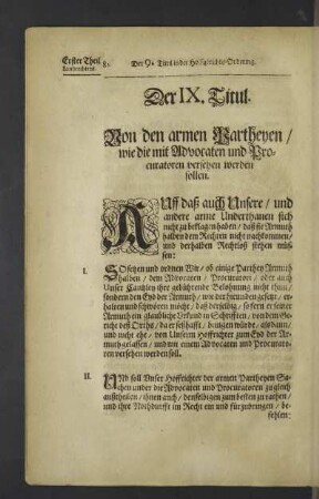 Der IX. Titul.