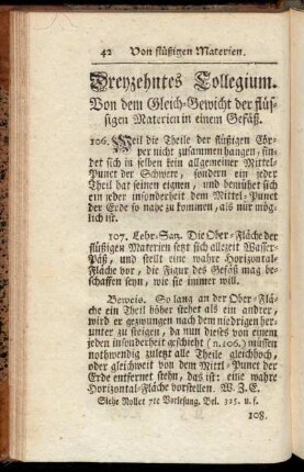 Dreyzehntes Collegium. Von dem Gleich-Gewicht der flüchtigen Materien in einem Gefäß.