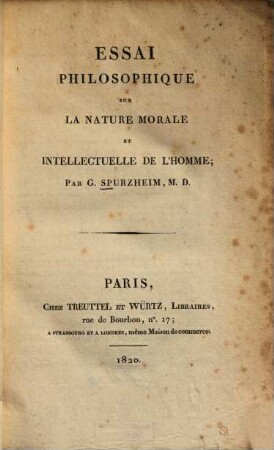 Essai philosophique sur la nature morale et intellectuelle de l'homme