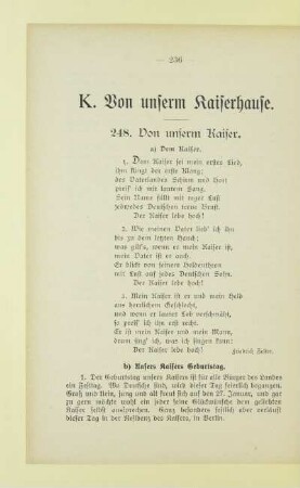 K. Von unserm Kaiserhause