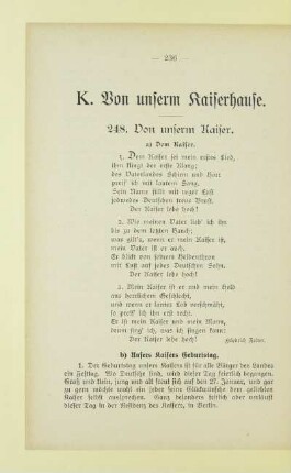 K. Von unserm Kaiserhause