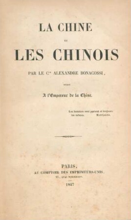 La Chine et les Chinois
