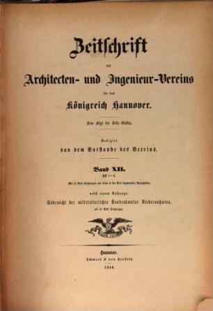 Zeitschrift des Architekten- und Ingenieur-Vereins für das Königreich Hannover. 12. 1866