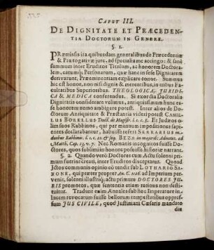 Caput III. De Dignitate Et Præcedentia Doctorum In Genere.