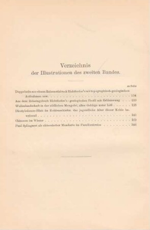 Verzeichnis der Illustrationen des zweiten Bandes
