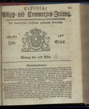 1806tes Jahr. 12tes Stück. Montag den 17ten März