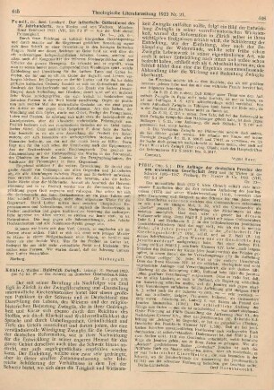445-446 [Rezension] Köhler, Walther, Huldreich Zwingli