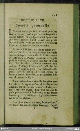 Section VII. Société paternelle