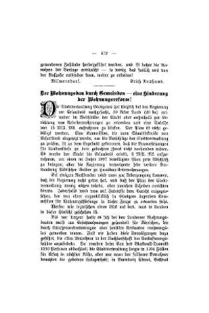 Der Wohnungsbau durch Gemeinden - eine Hinderung der Wohnungsreform!