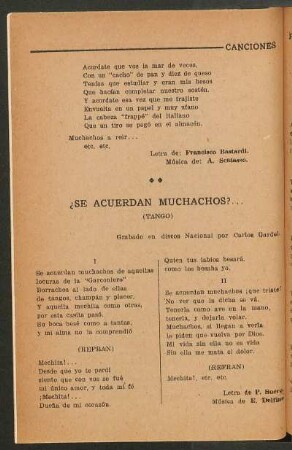 ¿Se acuerdan muchachos?... : (Tango)