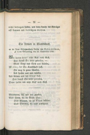 Die Armen in Wandsbeck.