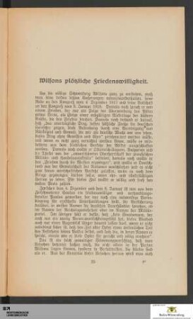 Wilsons plötzliche Friedenswilligkeit