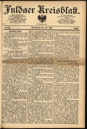 Erste Ausgabe vom Samstag, den 29. Mai 1897.