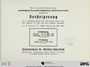 Auktionshaus Dr. Walther Achenbach: Mobiliar, Teppiche, Kunst : [25. März 1938]