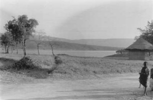 Landschaft : Blick von einer Straße auf einen See