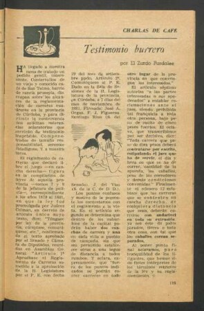 Testimonio burrero : Charlas de café