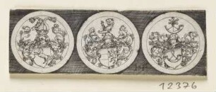 Drei Medaillen mit Wappen