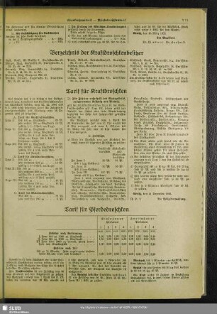 Tarif für Kraftdroschken