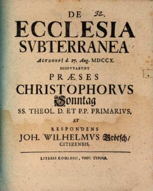 De Ecclesia Svbterranea
