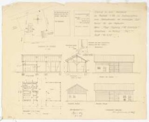 Stallscheune als Ergänzungsbau Max Czylwig, Klein Eichholz: Lageplan M 1:500, Schnitte, Ansichten, Grundriss alle M 1:100, Stallfensterdetail M 1:10