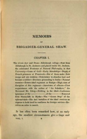 Personal memoirs and correspondence of Colonel Charles Shaw ... comprising a narrative of the war for constitutional liberty in Portugal and Spain : from its commencement in 1831 to the dissolution of the British legion in 1837. 1
