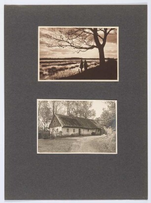 Referenzmappe 3/17 des Fotografen Walter Möbius : Mappenblatt 71 mit zwei Fotografien (An den Coblenzer Teichen und Bauernhaus in Commerau bei Klix)