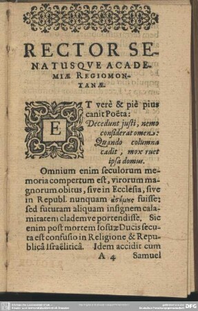 Rector Senatusque Academiae Regiomontanae