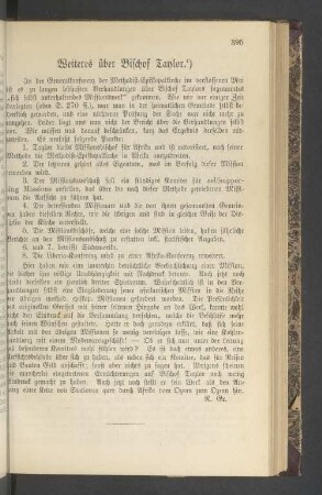Weiteres über Bischof Taylor