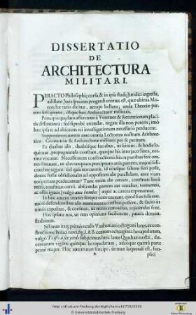 Dissertatio de Architectura Militari.