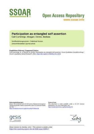 Participation as entangled self assertion