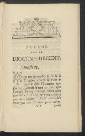 Lettre Sur Le Diogéne Decent